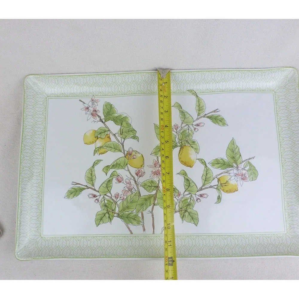 Williams Sonoma Citron Rectangle Platter Tray Lemon Botanical Made in Portugal‎